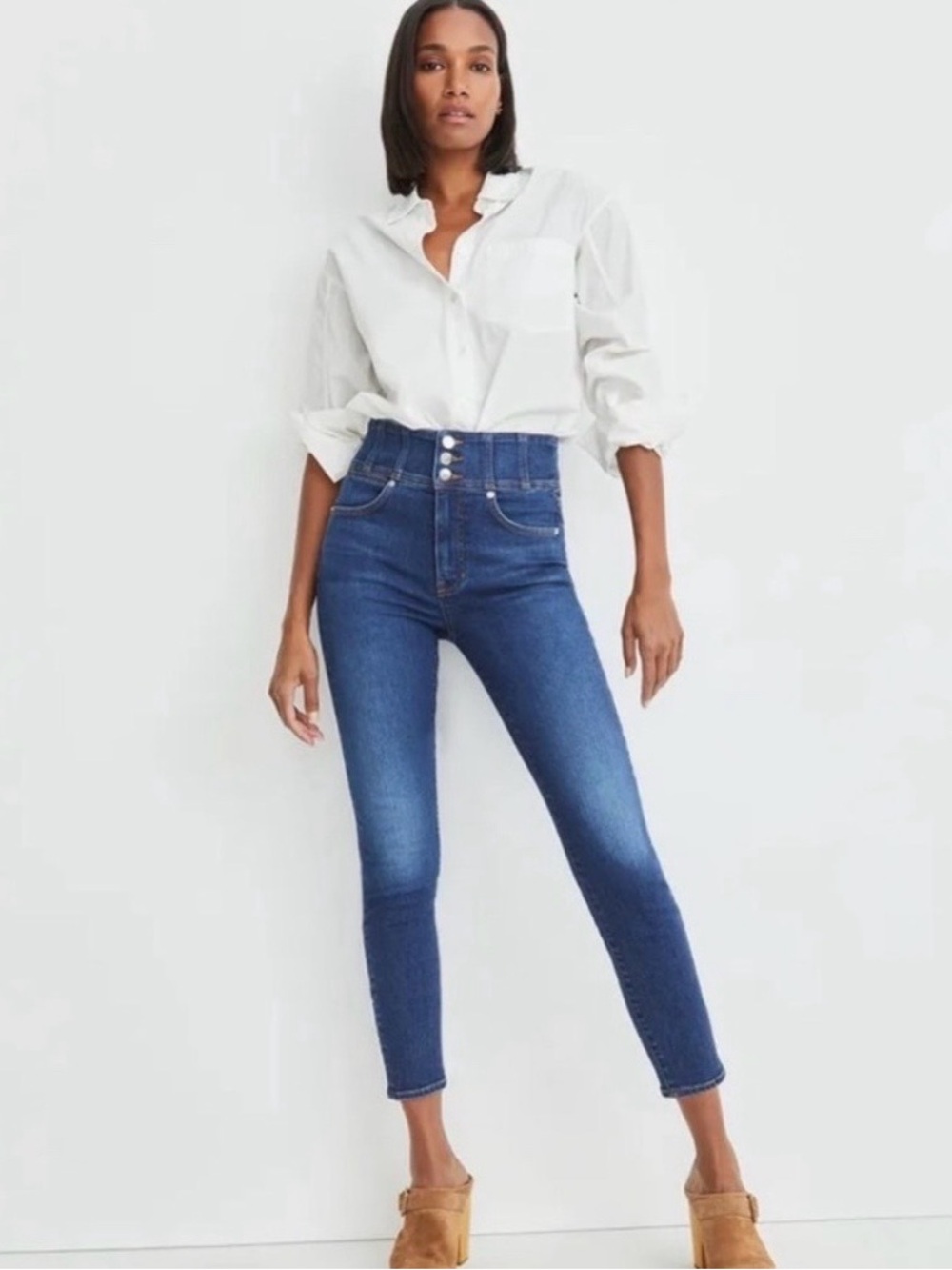 Veronica Beard High-Rise Skinny Jeans in Blue Wash size 25